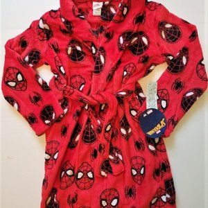 NEW MARVEL SPIDERMAN SOFT PLUSH ROBE BOYS SIZE LARGE 12/14 NWT